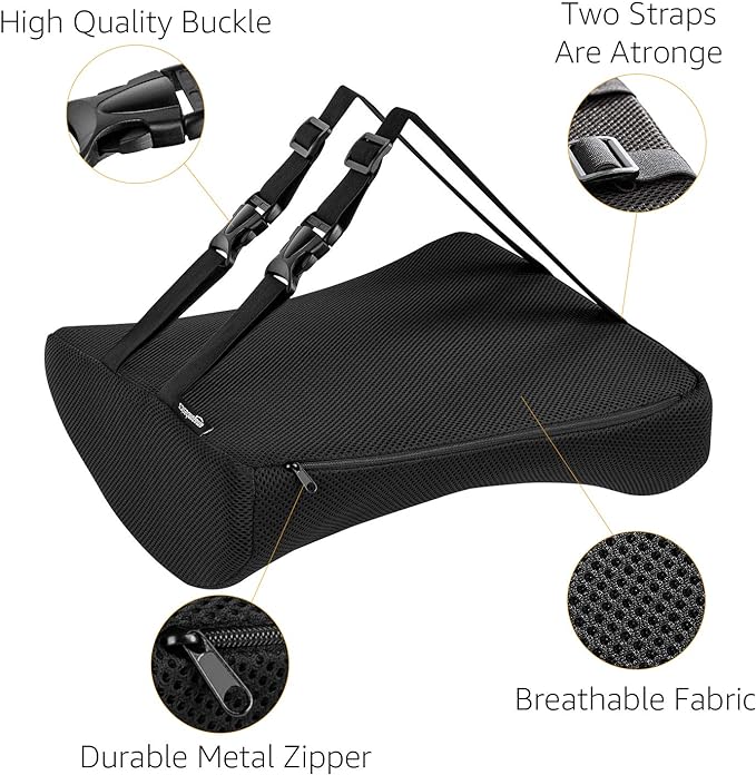 Amazon Basics Rectangular Comfortable Back Support Cushion for Office Chairs, Memory Foam, Black