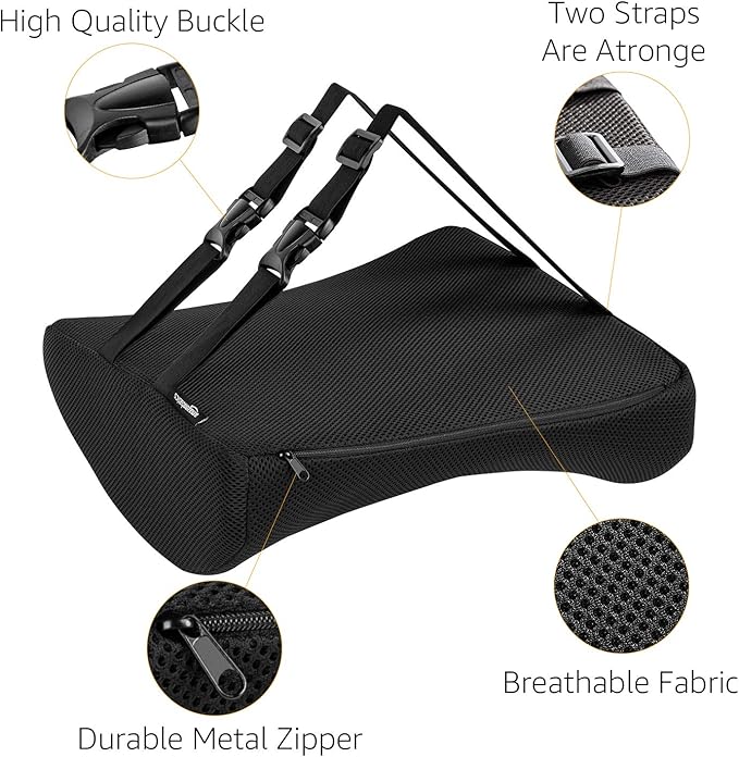 Amazon Basics Comfortable Seat Cushion & Lumbar Support for Office Chairs, Memory Foam, Black