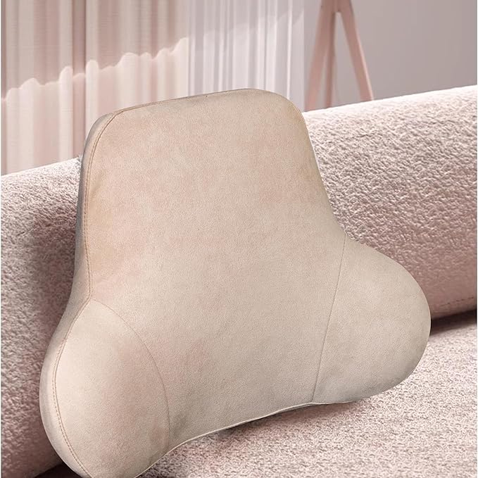 Soft Memory Foam Lumbar Support Pillow for Car Seat with Velvety Suede Cover – Comfortable Back Cushion for Drivers and Passengers