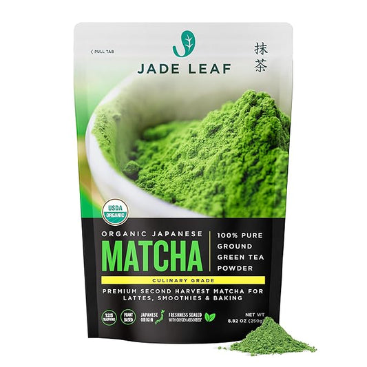 Jade Leaf Matcha Organic Green Tea Powder - Culinary Grade Premium Second Harvest - Authentic Japanese Origin (1.06 Ounce Resealable Pouch)