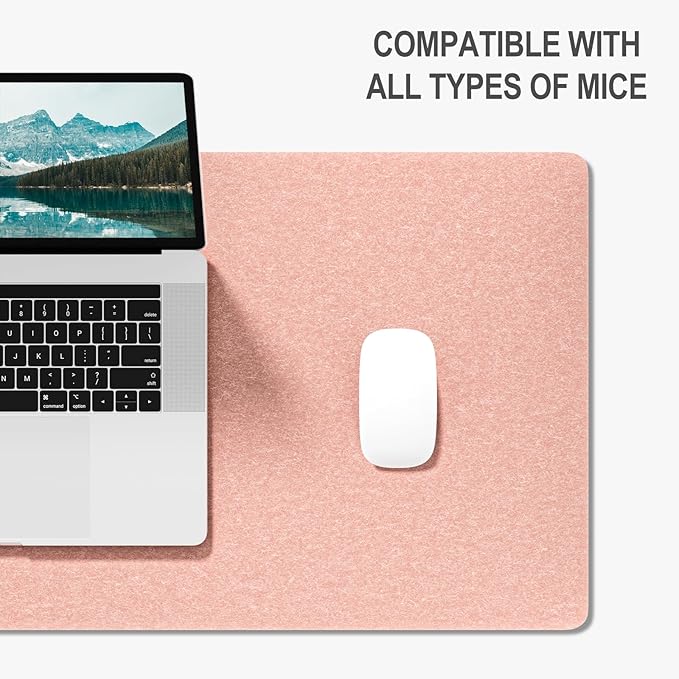 Auhoahsil Felt Desk Mat, Minimalist Large Mouse Pad XL 31.5 x 11.8 in, Desk Matt for Desktop, Keyboard, Laptop, Computer, Office, Work from Home, Gaming, Light Pink