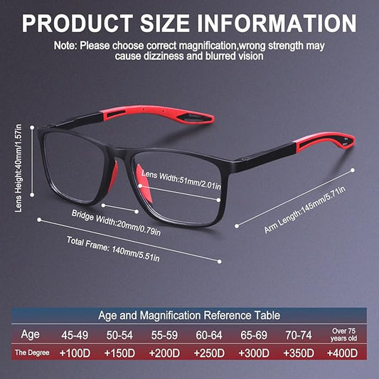 4 Pack Progressive Multifocus Reading Glasses for Men Women TR90 Sports Style Anti-Blue Light Computer Readers