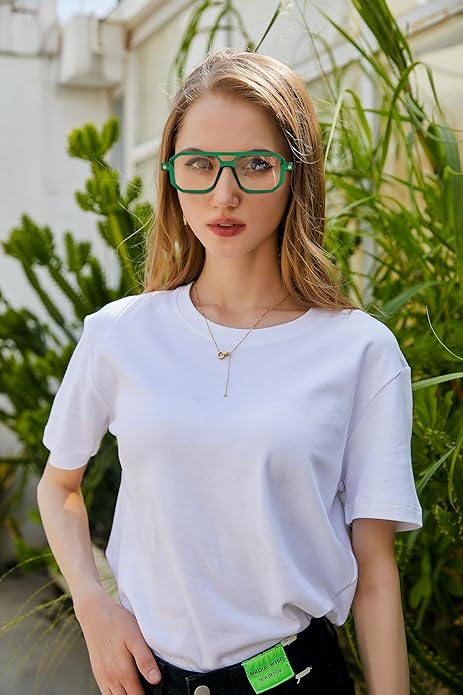 FEISEDY Vintage Square Blue Light Blocking Glasses Women Men 70s Flat Aviator Glasses Computer Anti Glare B0062