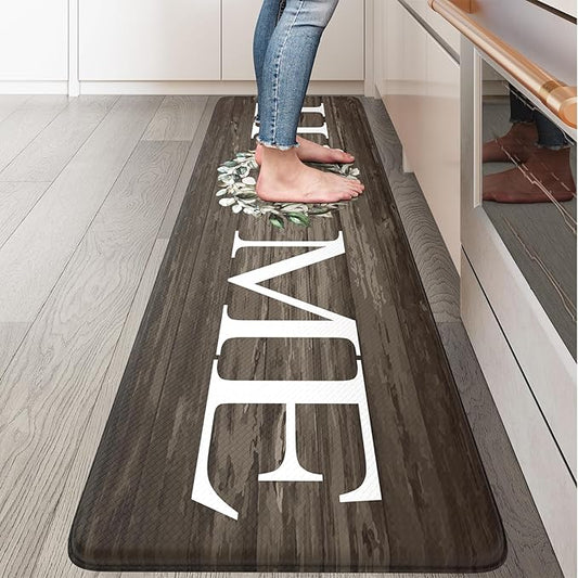 KIMODE Cushioned Anti Fatigue Rug, Farmhouse Kitchen Sink Runner, Comfort Non Slip Mat - Brown 17.3"x59"