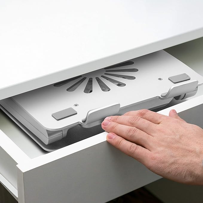 SOUNDANCE Laptop Cooling Pad with Low-Noise Fan and 3.0 USB Hubs, Ventilated Laptop Cooler Prevent Overheating, Ergonomic Laptop Stand Support Up to 17” Gaming Notebook Computer, Aluminum