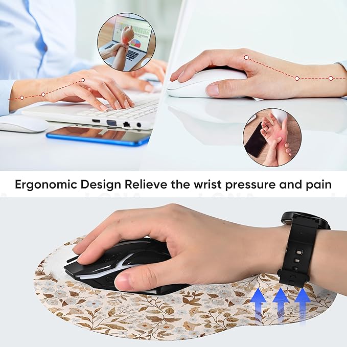 RICHEN Ergonomic Mouse Pad with Wrist Support,Non-Slip Rubber Base for Computer Laptop & Mac,Lightweight Rest for Home,Office & Travel (Sicilian Flowers)