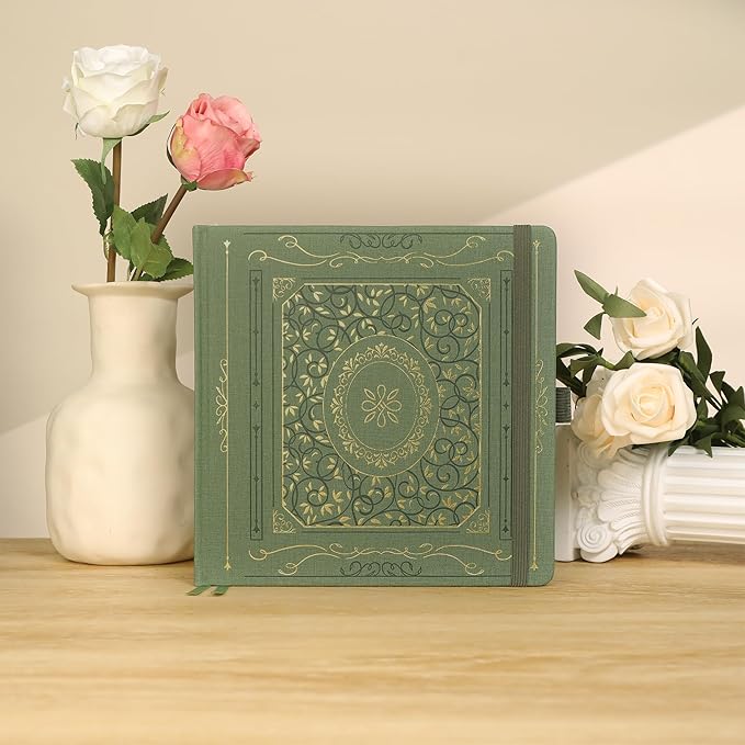 TIEFOSSI Dotted Journal Notebook, Dot Grid Notebook for Women Men, Hardcover PU Leather Journal, 160 GSM Thick Paper, 160 Numbered Pages with Gold Edges, 8 x 8 Square Diary