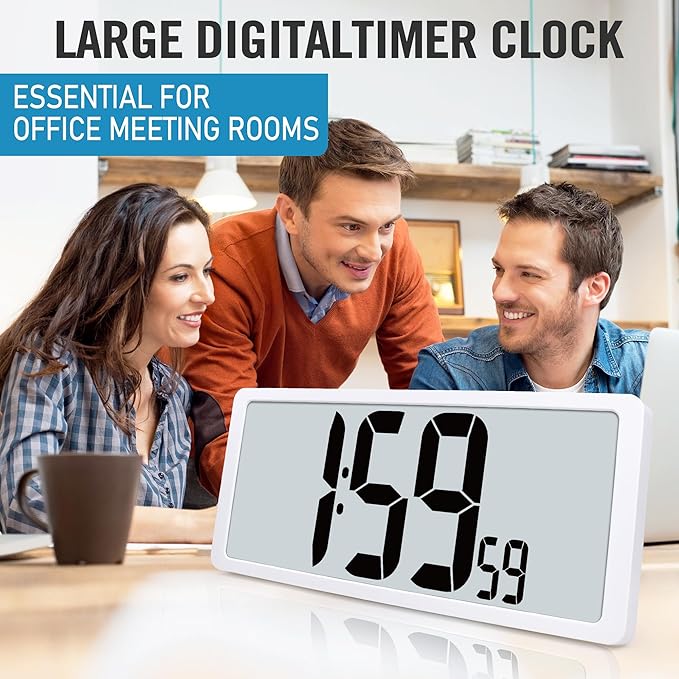 TXL 18.44" Large Amotic Digital Wall Clock with Backlight, Battery Operated Alarm Clock with Day, Date & Temperature, Jumbo Display Digital Count Up Down Timer Clock for Hoom,Classroom Room,Office