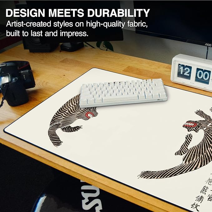MPCO. Ukiyo-E Large Gaming Desk Pad - 36" x 17" Aeroglyde Fabric Taguchi Desk Mats - Washable, Smooth Glide for Precision Gaming & Work