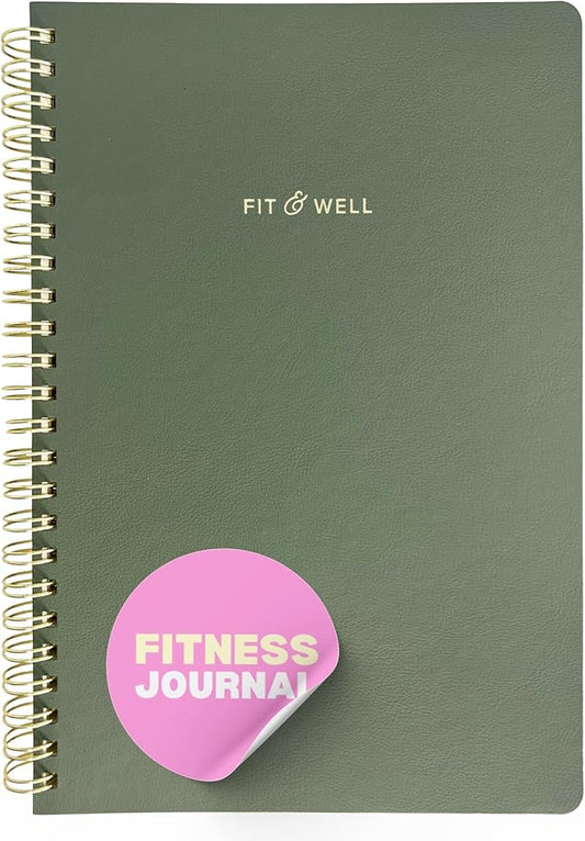 Kunitsa Co. Fitness Journal for Women - Track Workouts, Meals, and Weight Loss, Undated, Fits 120 Workouts, Sage Green, 6 x 8.5 Inches