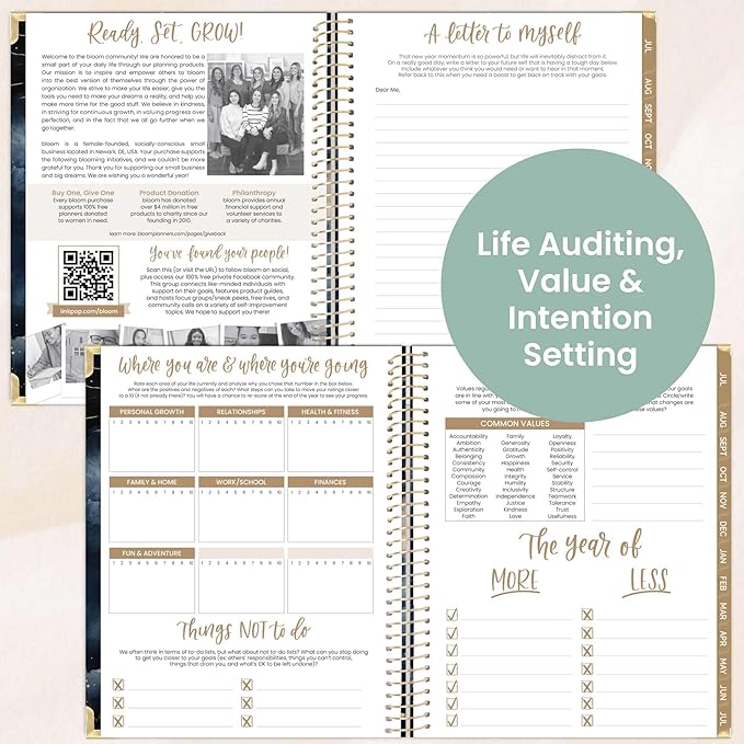 bloom daily planners HARDCOVER 2025-2026 (8.5" x 11") Academic Year Day Planner (July 2025 - July 2026) - Task Goal Organizer - Monthly & Weekly Inspirational Agenda Book - Midnight Sky