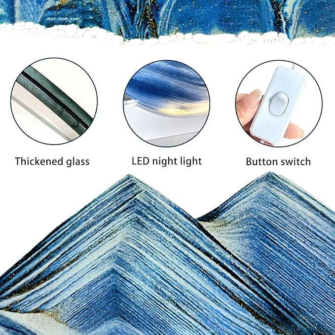 Aoderun 7" Moving Sand Art Liquid Motion with Light 3 Color Changing Moving Sand Art Picture Round Glass 3D Deep Sea Sand Art Sandscapes for Adult Relaxing Toys Desktop Home Office(Blue)