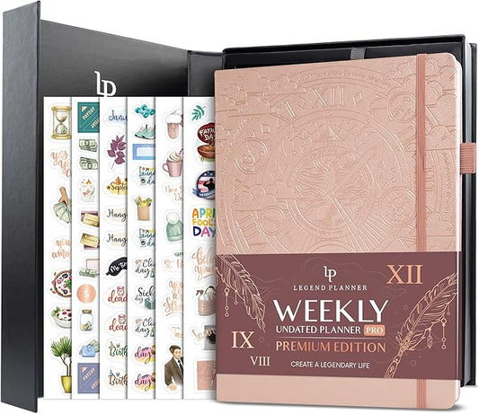 Legend Planner PRO Premium – Large Undated Weekly, Monthly & Budget Planner with Habit Tracker – Life Organizer for Time & Task Management, Goal Setting & Productivity – A4 size (Rose Gold)