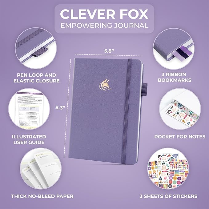 Clever Fox Empowering Journal for Teen Girls – Guided Self-Love Diary with Prompts – Gratitude & Manifestation Notebook, Teenage Gifts (Lavender)