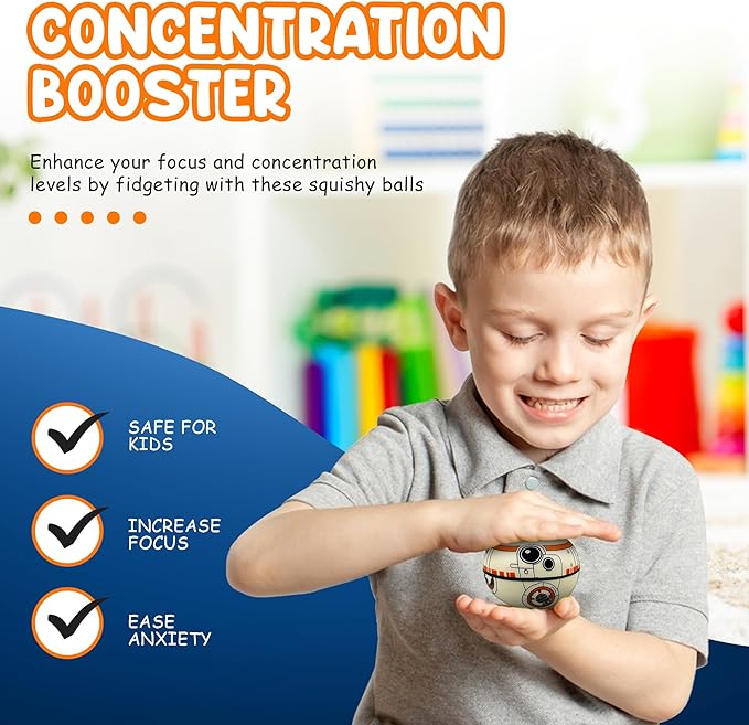 Squishy Balls Set – Stress Ball for Kids and Adults, Stress Relief Fidget Use for Play/ Decor/ Help Relieve Stress/ Improve Concentration and Focus