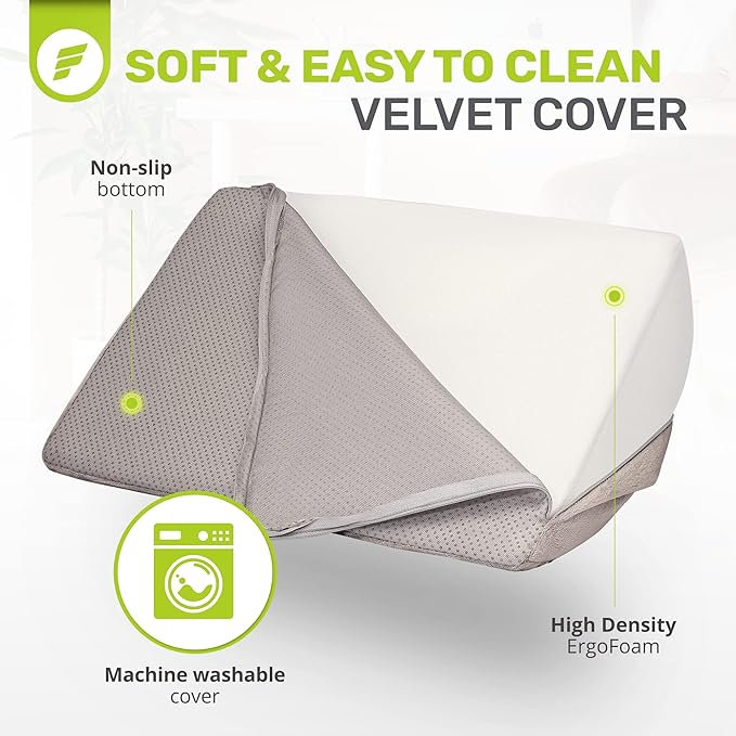 ErgoFoam Foot Rest - Chiropractor-Endorsed Orthopedic Teardrop Design - 2in1 Adjustable Premium Under Desk Footrest - Ergonomic Foot Rest for Lumbar, Back, Knee Pain (Grey)