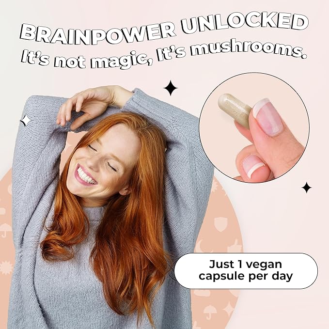 Future Kind Vegan Lion’s Mane Mushroom Complex - Brain Supplement with Chaga, Maitake, Shiitake, & Reishi, Supports Memory and Focus (30ct)