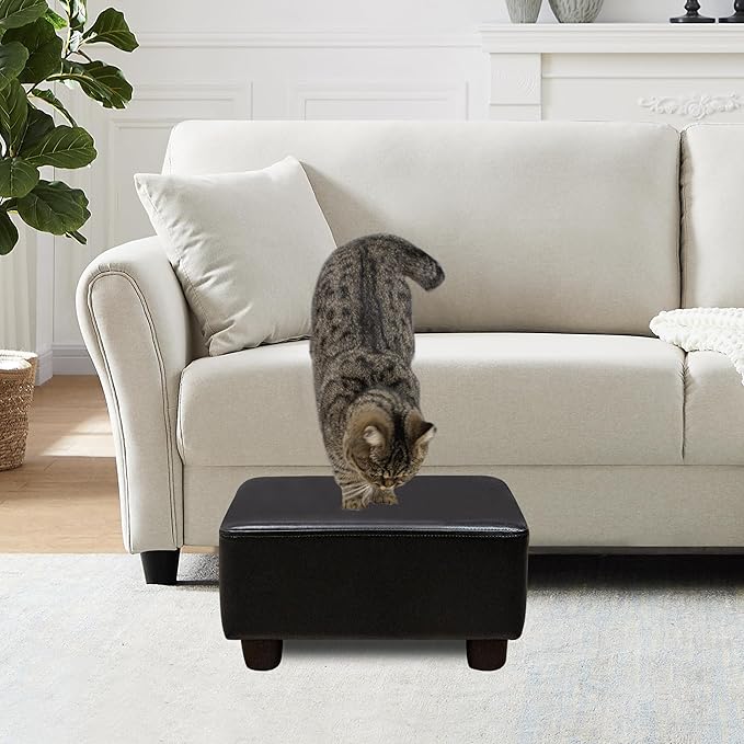 CAROLMADE Small Foot Stool Ottoman Footstool with Legs Under Desk Footrest for Living Room Bedroom and Office, Black