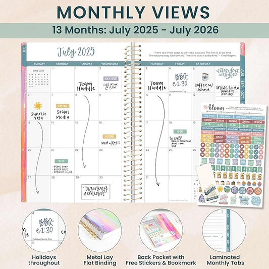 bloom daily planners Academic Planner 2025-2026 (July 2025 - July 2026) - A5 Weekly & Monthly Calendar Agenda Organizer Book with Stickers - 5.5" x 8.25" - Creating A Life I Love