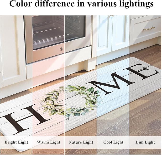 KIMODE Kitchen Mats Cushioned Anti Fatigue 24" x 71", Farmhouse Kitchen Rugs Runner Stain Resistant, Wide Ergonomic Standing Long Non Slip Waterproof Kitchen Floor Mat for Sink Laundry, White