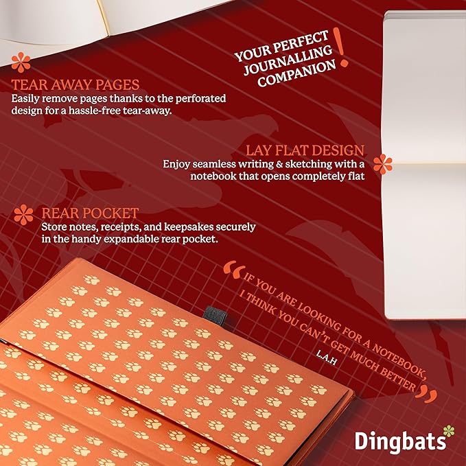 Dingbats* - Wildlife Plain Extra Large A4 Notebook - PU Leather Hardcover Journal for Work, Writing - Pocket, Elastic Closure, Pen Holder, Bookmark