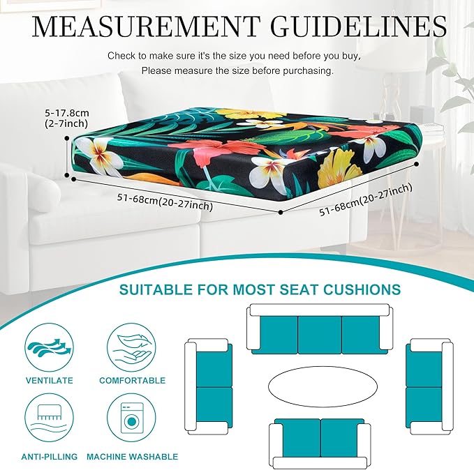 12 Pcs Stretch Patio Cushion Covers,Outdoor Couch Covers Replacement,Outdoor Couch & Sofa Slipcovers,for Patio Furniture Cushion Covers,Washable Reusable Furniture Protector (Floral,Cover Only)