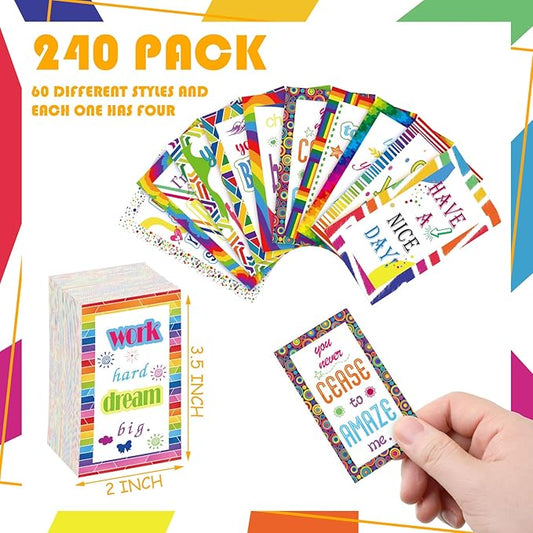 Jinei 300 Inspirational Affirmation Cards Positive Motivational Cards Small Mini Encouragement Quotes for Women Church End of the Year Teacher Gifts(Rainbow Style)