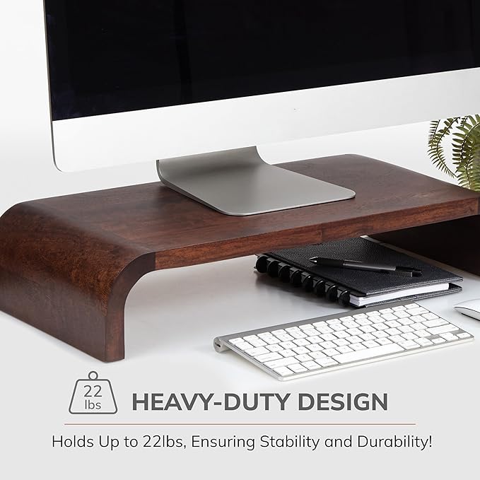 Anji Mountain Wood Monitor Stand Riser Desk Desktop Organizer Table for Home, Office Workspace, Laptop Riser, Ergonomic Design Stand for Gaming Setup, Walnut