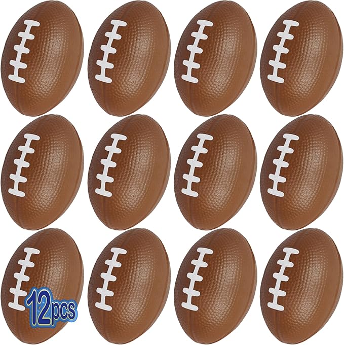 Mini Foam Footballs 12 Pcs Pack | 3.25” Inch Party Favor Balls for Kids | Mini Football Stress Ball Bulk | Toy Sports Little Footballs | Big Game Party Decoration Balls | Small Foam Football for Kids