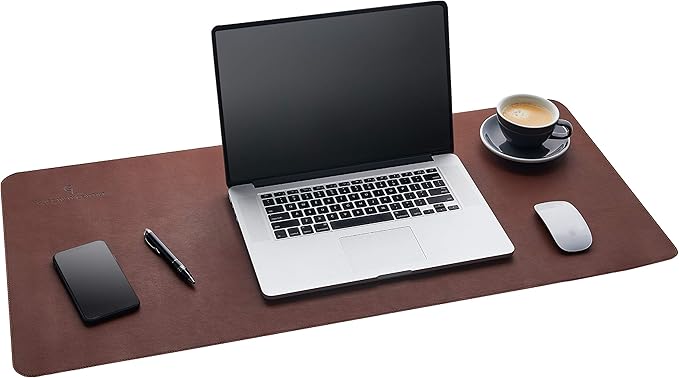 Gallaway Leather Desk Mat - Desk Pad 91.5 x 43 cm - XXL Mouse Mat - Non-Slip Desk Cover - Desk Accessories (Dark Brown)