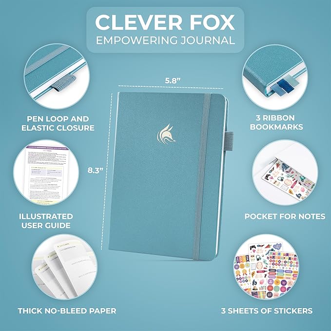 Clever Fox Empowering Journal for Teen Girls – Guided Self-Love Diary with Prompts – Gratitude & Manifestation Notebook, Teenage Gifts (Aquamarine)