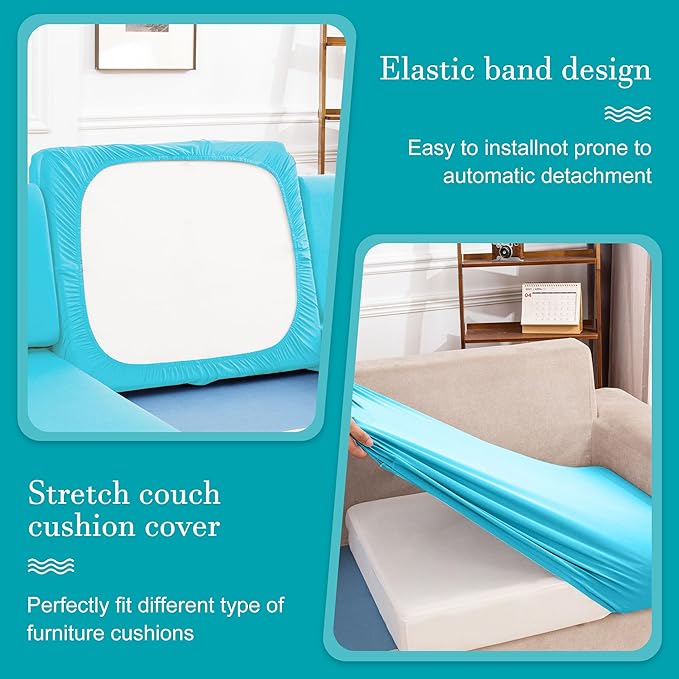 14Pcs Stretch Patio Cushion Covers,Outdoor Couch Covers Replacement,Outdoor Couch & Sofa Slipcovers,for Patio Furniture Cushion Covers,Washable Reusable Furniture Protector (Sky Blue, Cover Only)