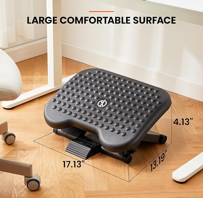 ErGear Under Desk Footrest, Adjustable Foot Rest with 3 Height Settings and 30-Degree Angle, Ergonomic Desk Foot Rest with Massage Texture, Foot and Leg Rest for Home & Office