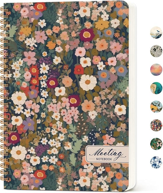 Taja Meeting Notebook for Work Organization, Aesthetic Meeting Minutes Notebook for Work, Event Project Agenda Planner Organizer, Perfect for Office School Business Supplies, 6.9" X 9.7" - Garden