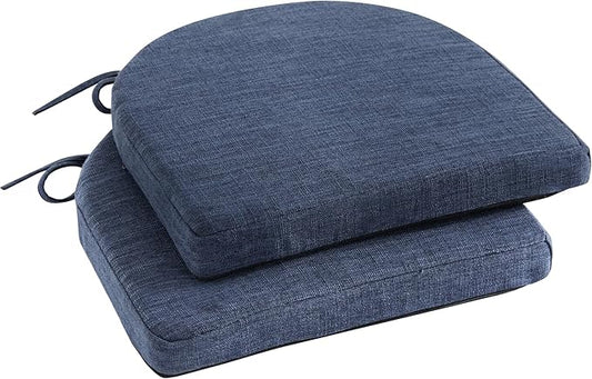 Chair Cushions for Dining Chairs with Ties and Removable Cover, Dining Kitchen Chair Pads with Non-Slip Bottom, High-Resilience Indoor Seat Cushions, 16'' x 16'' x 2'', Set of 2, Navy