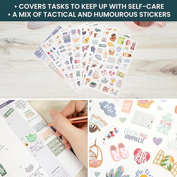 Bloom Daily Planners Rest is Self-Care Planner Sticker Pack - 8 Sheets / 490+ Stickers - Relaxation Themed Illustrations for Mental Health & Wellness - Journaling, Scrapbooking, Planning