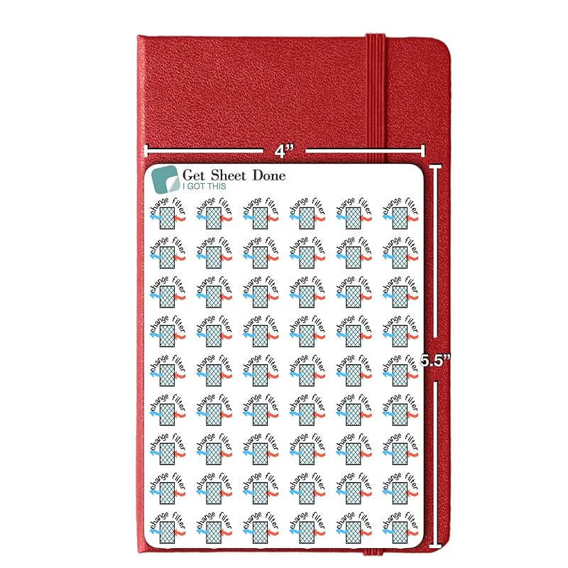 Change Filter Planner Stickers / 54 Fun Vinyl Stickers (1/2”) / AC Furnace HVAC Chores/Essential Productivity Life Planner Stickers/Bujo Bullet Journaling/Appointments (Matte Vinyl, 3 Sheets)