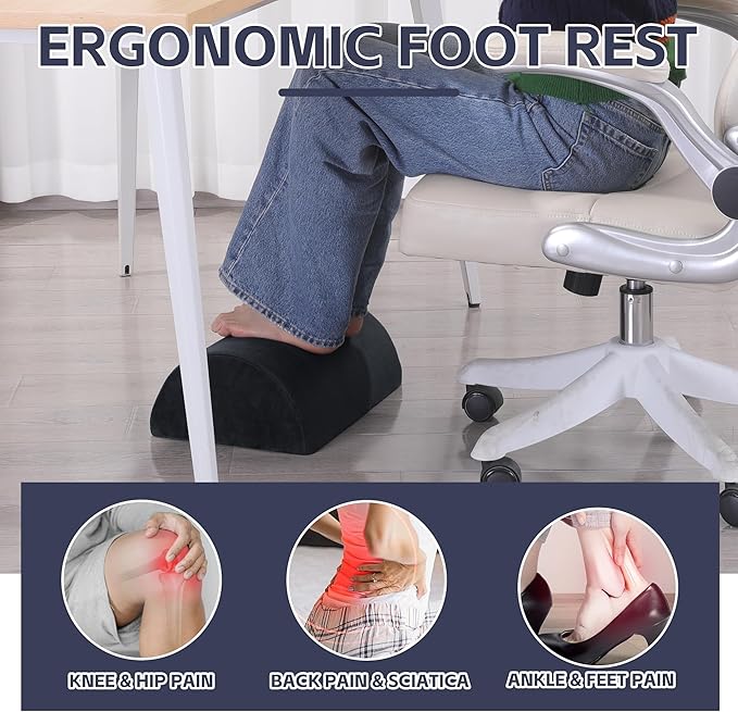 ROYALAY Adjustable Foot Rest for Under Desk at Work, Foot Stools for Under Office Desk, Ergonomic Leg Rest, Black