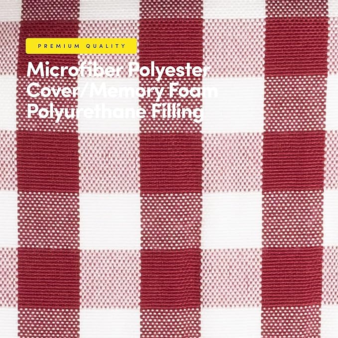 Sweet Home Collection Chair Cushion Memory Foam Pads Tufted Slip Non Skid Rubber Back U-Shaped 17" x 16" Seat Cover, 4 Count (Pack of 1), Checkered Wine/White