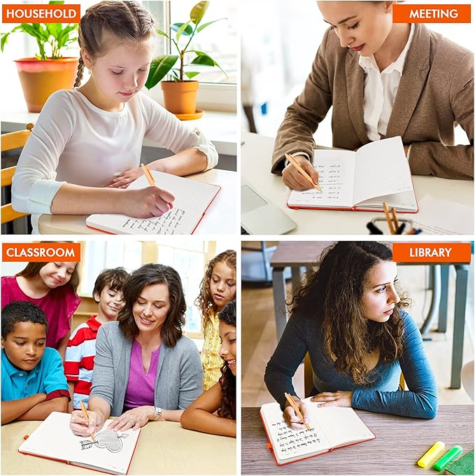 12 Pack Notebooks Journals Bulk with 12 Black Pens, Feela A5 Hardcover Notebook Classic Ruled Journal Set with Pen Holder for School Business Work Travel Writing, 120 GSM, 5.1”x8.3”, Orange