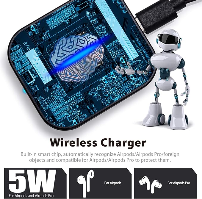 for Airpod Charger, Designed Wireless Charger for Airpods 4(ANC)/3rd/2nd Gen, for New AirPod Pro 3 (2025)/ 2nd Gen, Wireless Earbuds, Slim & Compact for Travel Home Office, (Black)