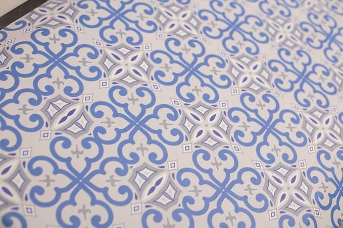 Mabel Home Anti Fatigue Floor Mat- 3 Size(20x32 & 20x39 & 24x70),16 Colors - Standing Desk Mat-Kitchen Floor Mat-Stain ResistantHome Non-Slip Bottom, Extra Soft (Blue&Pattern, 20" x 32")