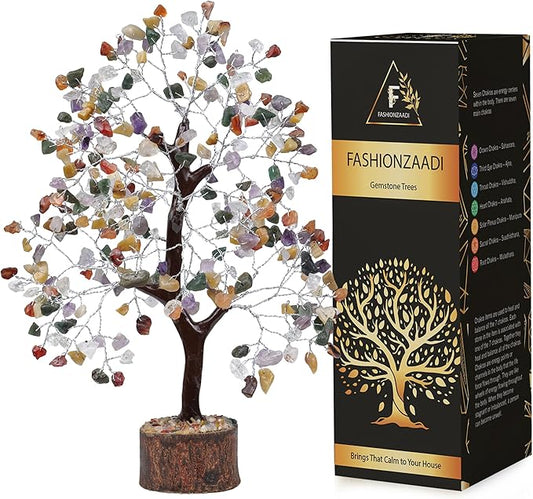 FASHIONZAADI Premium Crystal Tree of Life – 7 Chakra Tree for Healing, Positive Energy, Luck & Manifestation – Gift-Ready Packaging – Ethically Handcrafted Spiritual Gifts for mom