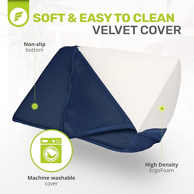 ErgoFoam Foot Rest for Under Desk at Work - Chiropractor Endorsed 2in1 Adjustable Premium Under Desk Footrest - Ergonomic Desk Foot Rest with High-Density Compression-Resistant Velvet Soft Foam (Blue)