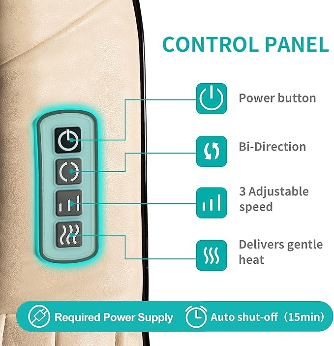 Nekteck Neck Massager for Pain Relief Deep Tissue, Shiatsu Back Massager with Heating 3D Kneading Massage Pillow for Shoulder Leg Full Body Muscle, Use for Office Home Car, Plug-in Use Only