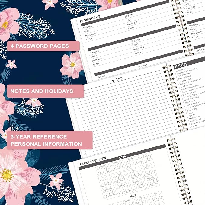 2026-2027 Monthly Planner/Calendar - Jan. 2026 - Dec. 2027, 9" x 11" Planner 2026-2027, 2-Size Pocket, Monthly Tabs, Premium Paper