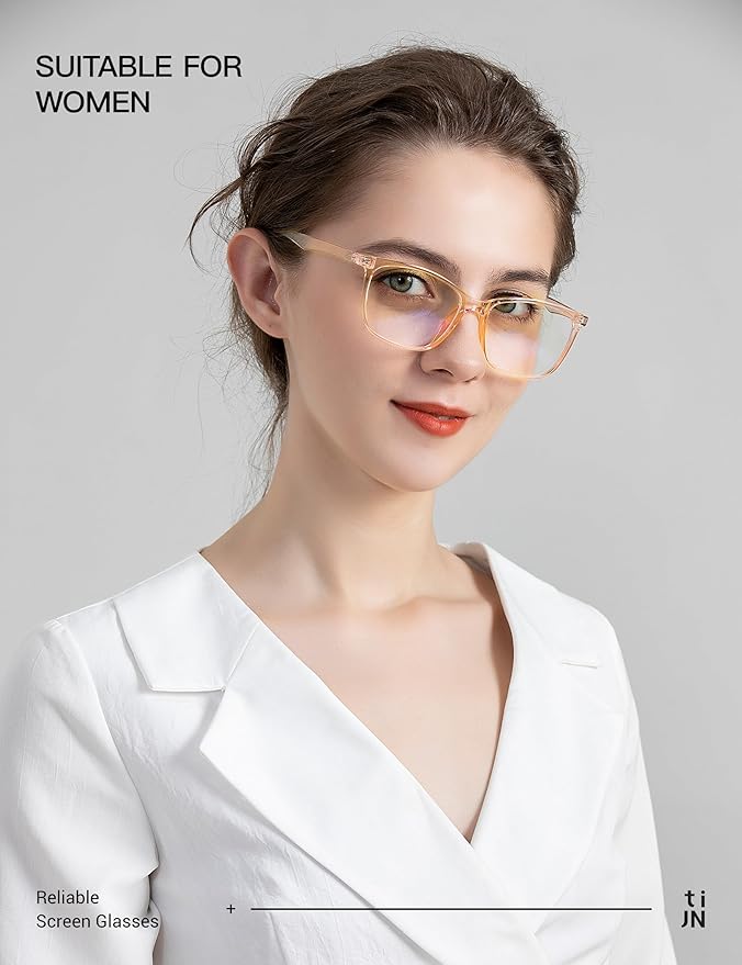 TIJN Blue Light Blocking Glasses for Women Men TR90 Frame Square Nerd Eyeglasses Anti Blue Ray Computer Screen Glasses