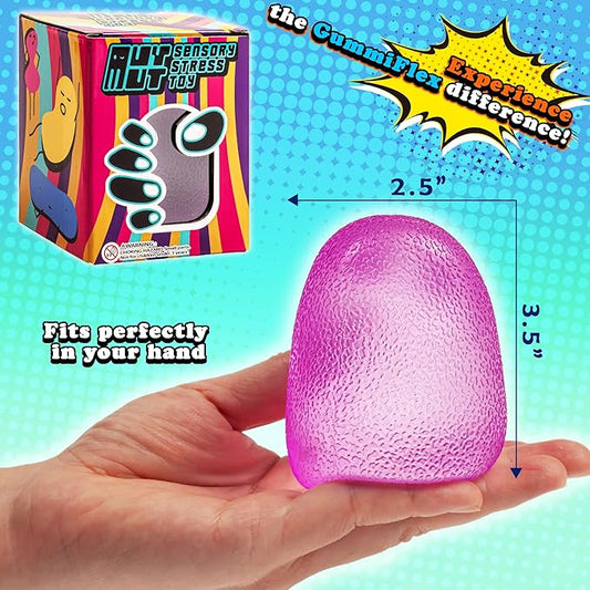 GummiFlex Mega Sensory Stress Toy – High-Density Gel-Filled, Slow-Rising, Textured Fidget Toy for Stress & Anxiety Relief, Hand Workout – ADHD, Autism, Office & Students – 3.5", 1Pc, Purple