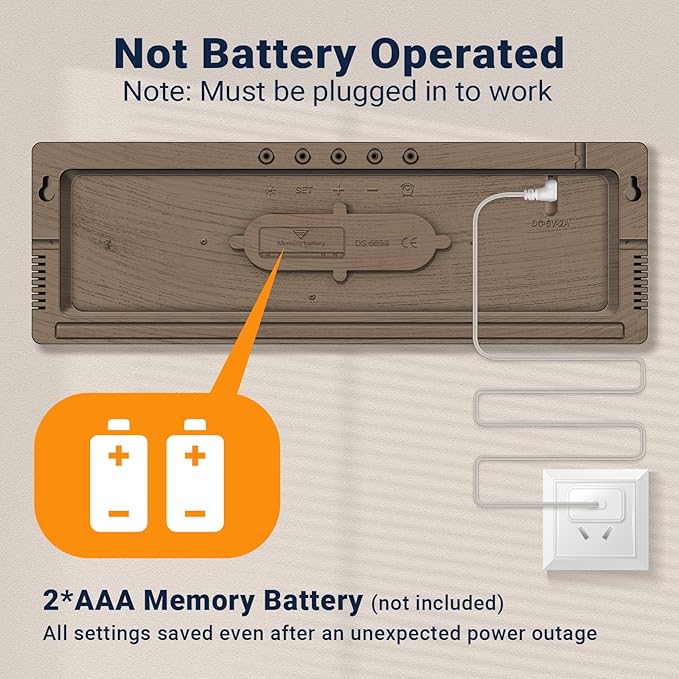 16.5" Large Digital Wall Clock: 11 RGB Colors Wall Mount Decor Clock for Living Room Bedroom Office Classroom, House Warming Gifts New Home Decor, Birthday Gifts for Men Women Brown