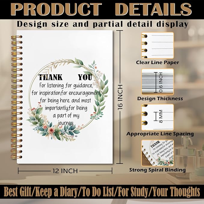 Thank You for Being a Part of My Journey Spiral Notebook 5.5x8.3, Appreciation Gifts for Mom Friends Teacher Boss Mentor Leader Coworkers Journal, Thank You Appreciation Gifts